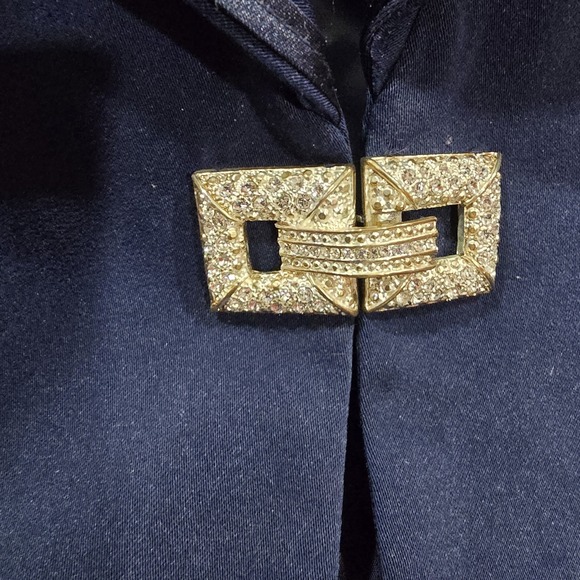 Giovanna Signature Women's Size 14 Navy Blue Blazer Rhinestones Embellishments - Picture 5 of 15